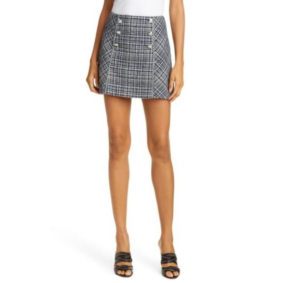 NWT Veronica Beard navy blue plaid mini skirt, 8 - Picture 6 of 16